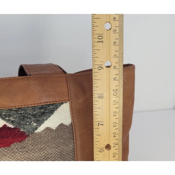 American Angel Colombian Leather Tote Bag Handwoven Tapestry Art Boho Southwest - Picture 14 of 15